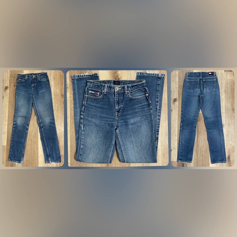 Vintage 1990’s Tommy Hilfiger Straight Leg Dark Wash Mid-Rise Denim Mom Jeans 1